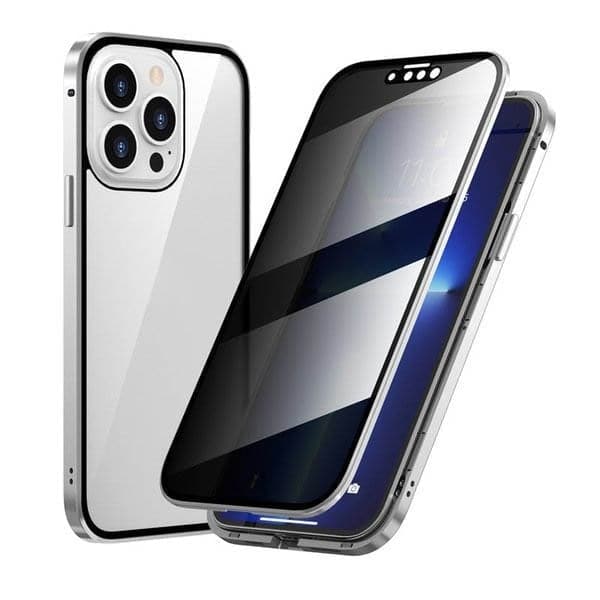 ✨ Magnetska maskica za iPhone s zatamnjenim staklom i metalnim okvirom 📱🔒